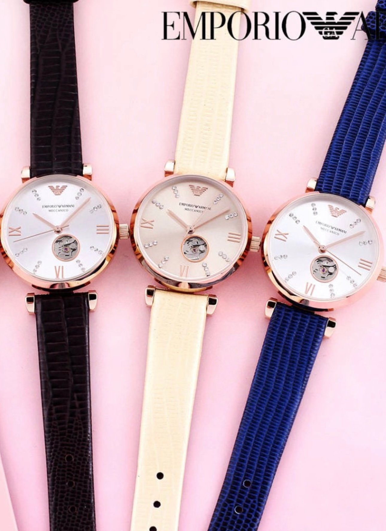 New Armani mechanical women's watch 💃Classic and simple Italian style, beautiful and rusty, the movement is exposed, and is known as the heart of transparency. The diamond-set dial adds a touch of elegance to the watch. Exquisite crown, classic scales, European and American mixed-color steel belt, original buckle, mineral crystal mirror, 30 meters waterproof, fully manual winding, mechanical women's watch 32mm*14mm - Image 5