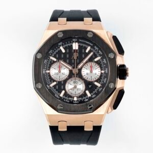 The apf factory exclusively developed the Audemars Piguet Royal Oak Offshore Series 26420 and purchased the original ones. The entire watch adopts the latest CNC technology from Germany, and every detail is synchronized with the original. The universal original technology of the strap and buckle realizes the quick-release technology and can be interchanged with the original. The letter adopts the latest vertical and horizontal checkered surface, which is domineering and luxurious. The movement uses the strongest Dandong movement and the appearance of the original 4401 movement, making it indistinguishable from the front and back to the original. The first batch is limited and first come first served. The first batch of colors are, 1, rose gold panda eyes, 2, the hottest desert yellow smoked plate, 3, classic blue plate with white eyes, 4 gray plate with blue eyes, 5, classic versatile white panda.