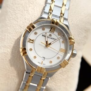 Pure and authentic goods, outflow from OEM channels, supports disassembly and comparison by any professional organization, Amy AIKON.QUARTZ series AI1006-OY503-171-1 women's quartz watch, original Swiss quartz movement, watch diameter 35mm, 9 04L stainless steel white mother-of-pearl dial, 904L stainless steel case 18K gold bezel, sapphire crystal anti-glare mirror, 904L stainless steel screw-in crown, 904L stainless steel strap buckle, gold PVD coating, date display, waterproof depth 100 meters, full package